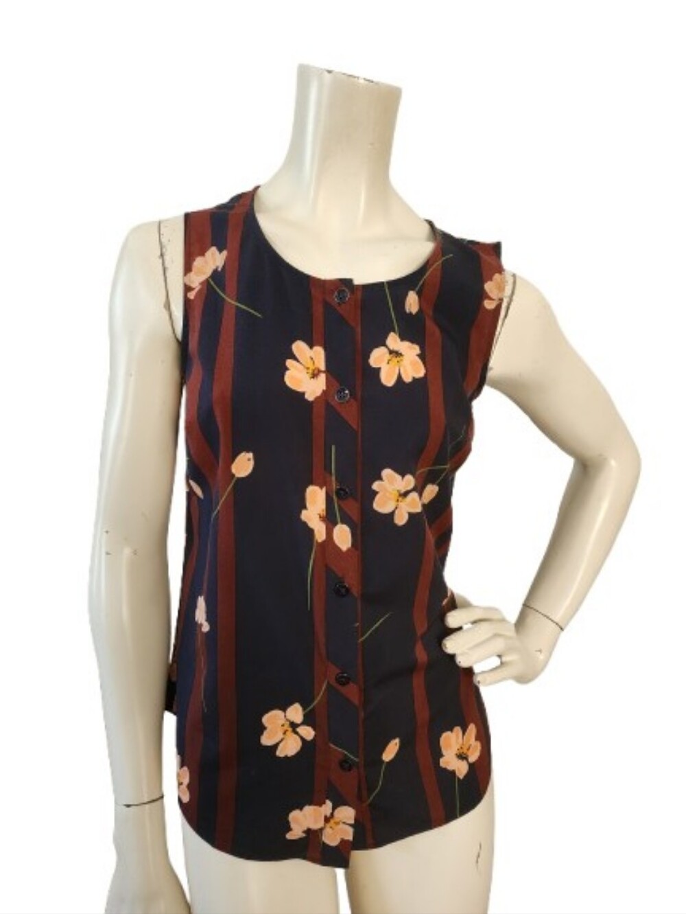 Cabi Sleeveless Top Women's XS Floral Stripe